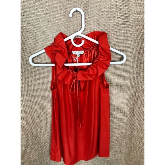 Orange Ruffled Annie Griffin Kay Top - Picture 2 of 7